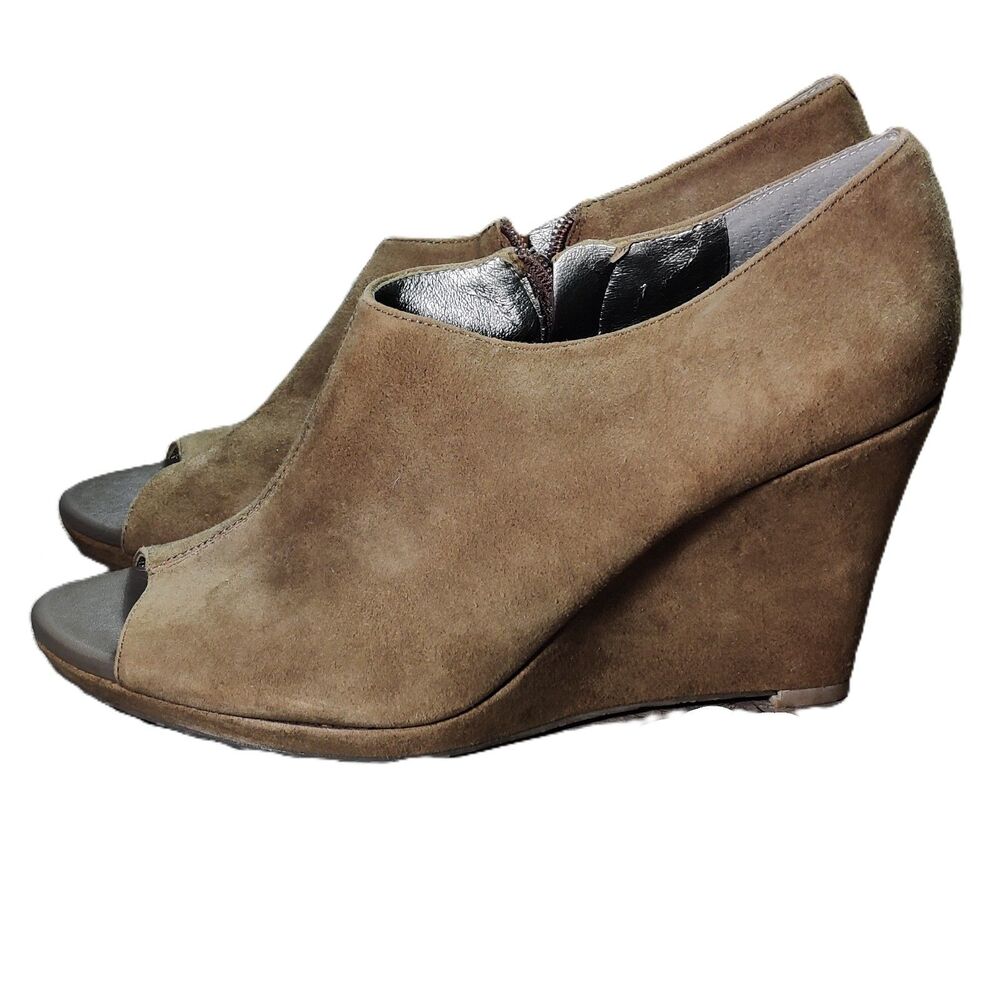Banana Republic Women’s 10M Brown Suede Peep Toe Wedge Booties Side Zip Heels